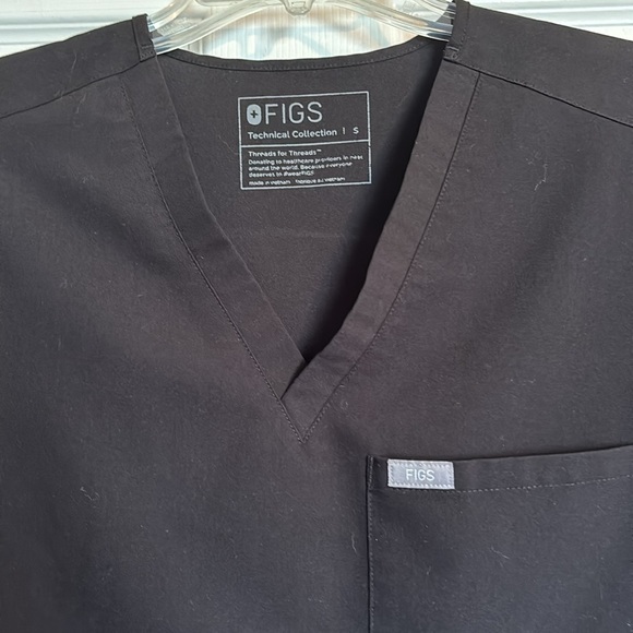 Figs Technical Collection women’s black v neck scrub top size small - Picture 2 of 8
